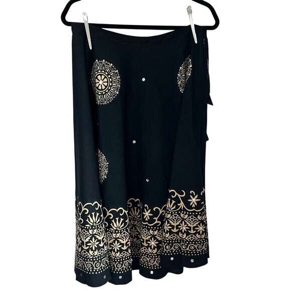 Barfani skirt women’s one size black tan boho festival flowy 100%cotton VTG Y2K - Picture 2 of 8